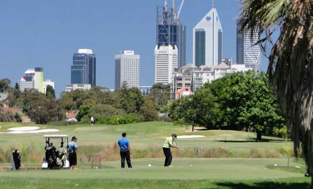 Perth Stadium location where the golf course was.